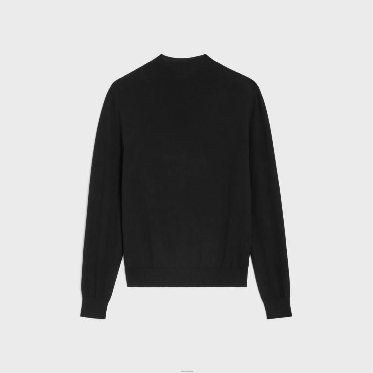 CELINE zwart Trui met opstaande kraag van merinokatoen 4TLH81973