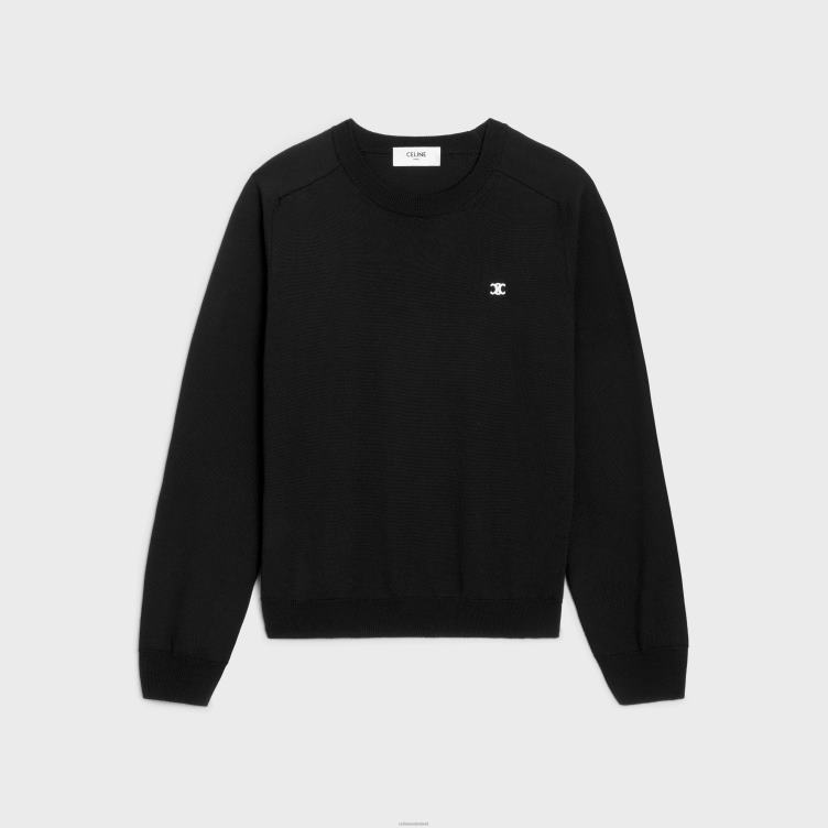 CELINE zwart triomphe trui met ronde hals van wol 4TLH81963