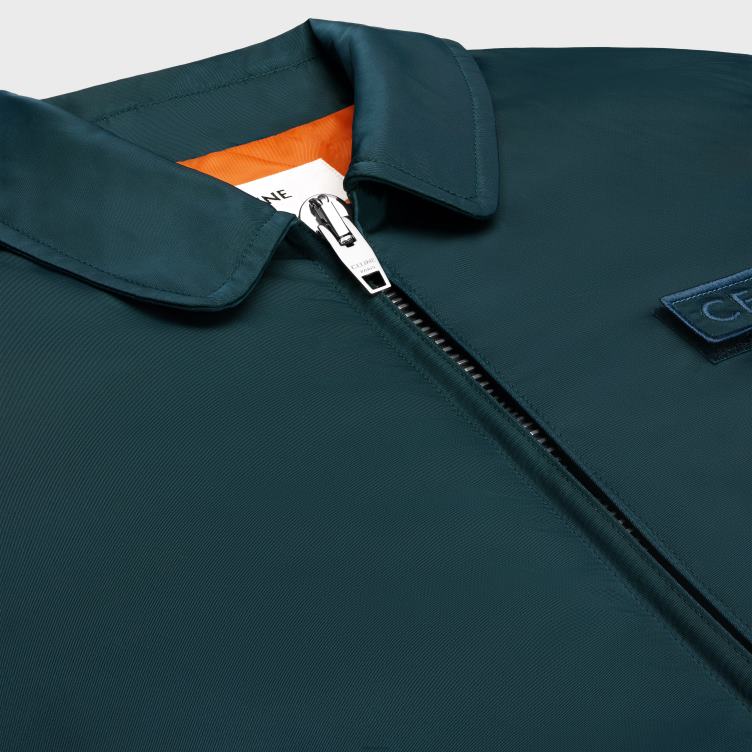 CELINE blauwe benzine bomberjack van nylon 4TLH81778