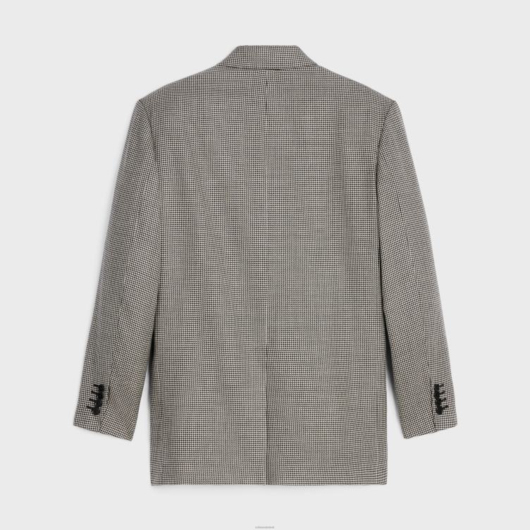 CELINE craie/noir Boxy jasje van kasjmierwol 4TLH81886