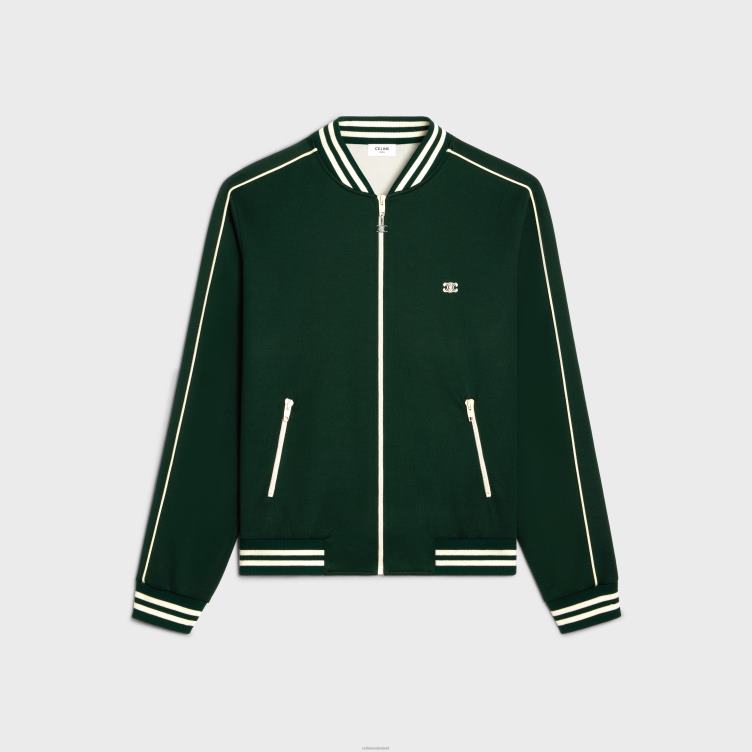 CELINE donkergroen/gebroken wit triomphe teddyjack van dubbelzijdige jersey 4TLH81952