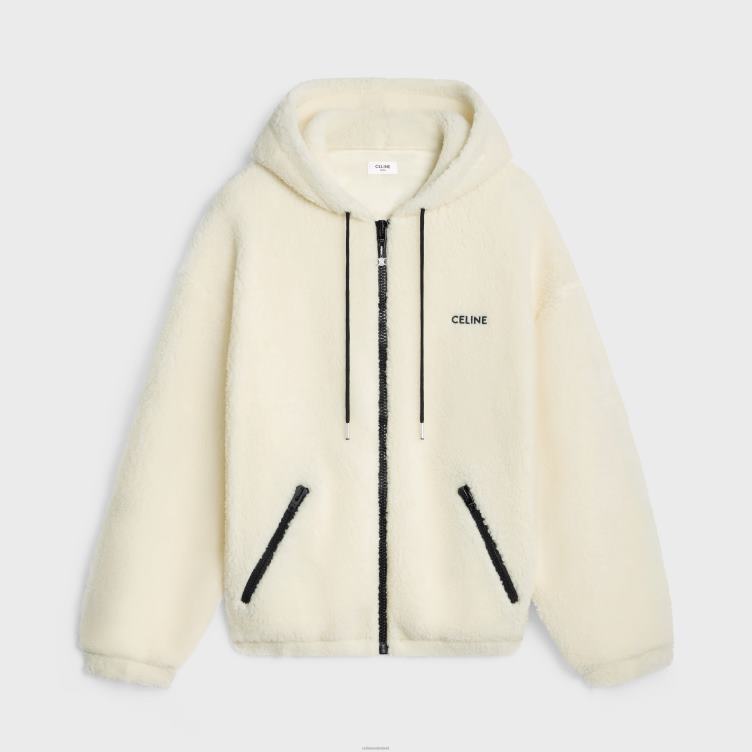 CELINE gebroken wit/zwart jasje van fleece 4TLH81805