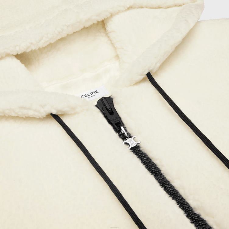CELINE gebroken wit/zwart jasje van fleece 4TLH81805