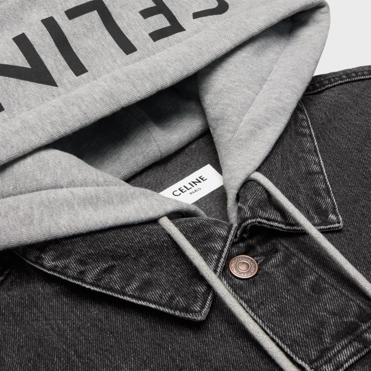 CELINE houtskool wassen truckerjack van denim 4TLH81785