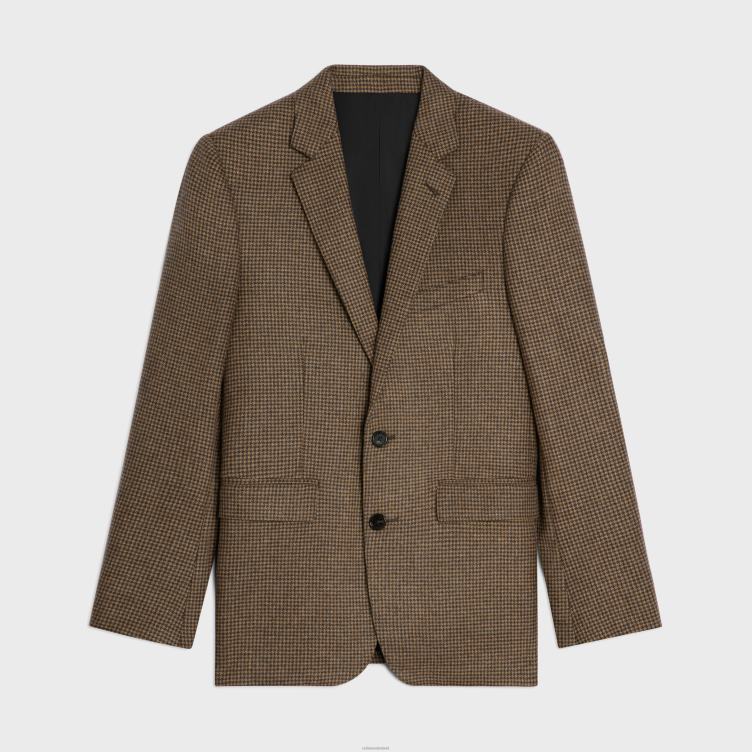 CELINE kameel/marron klassiek jasje van kasjmierflanel 4TLH81787