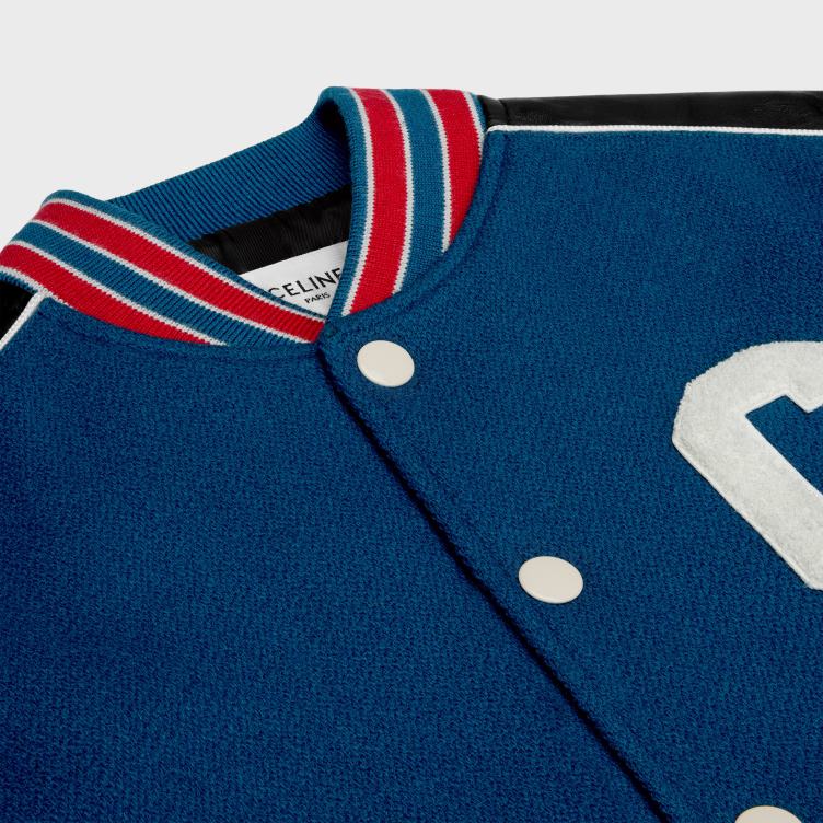 CELINE kobalt klassiek teddyjack van getextureerde wol 4TLH81839