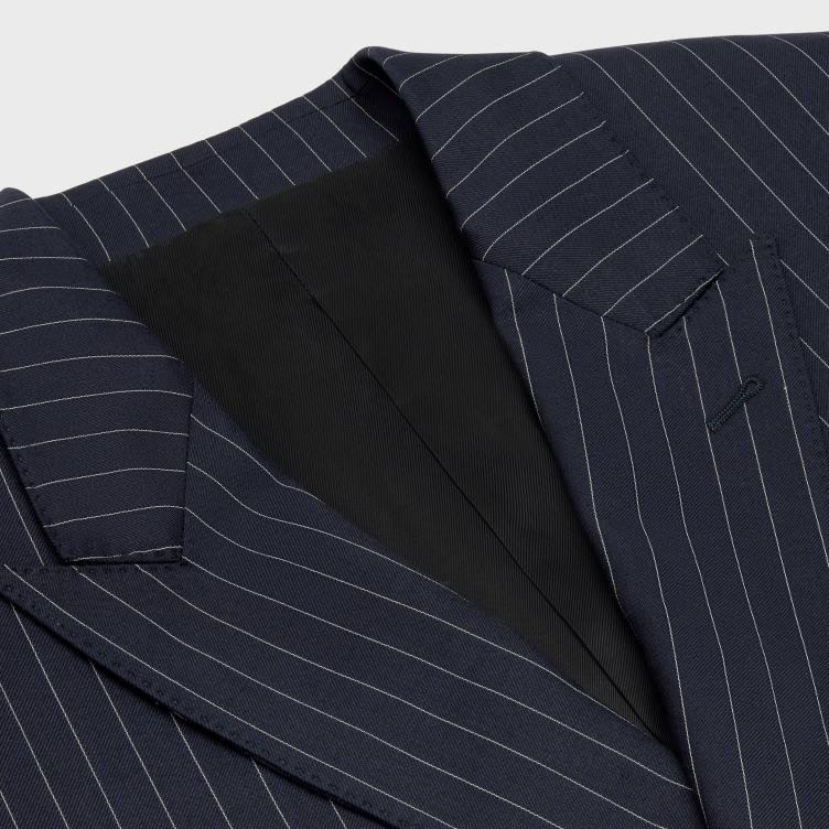 CELINE marine/craie Boxy jasje van gestreepte kasjmierwol 4TLH81885