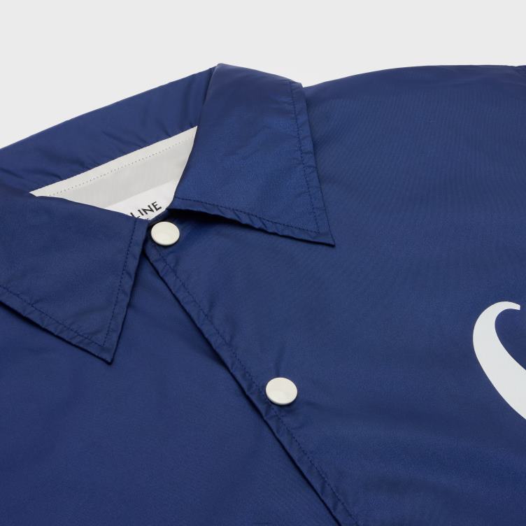 CELINE marineblauw lang coachjack van lichtgewicht nylon 4TLH81850