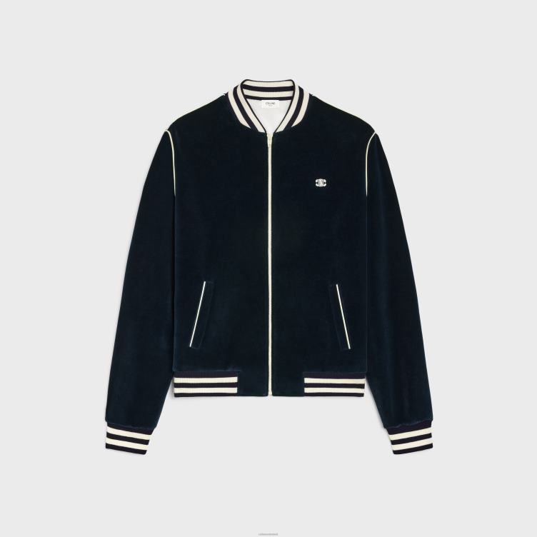 CELINE middernacht/ecru Triomphe teddyjack van fluwelen jersey 4TLH81847