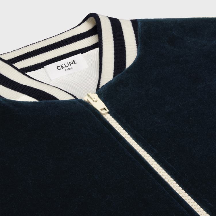 CELINE middernacht/ecru Triomphe teddyjack van fluwelen jersey 4TLH81847