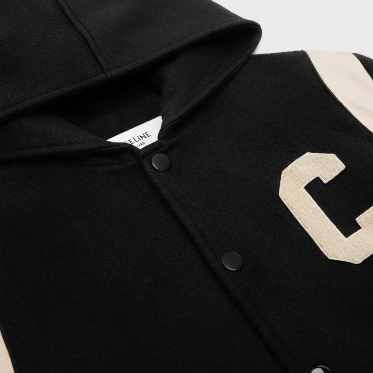 CELINE zwart Teddyjack met capuchon van kasjmierwol 4TLH81836