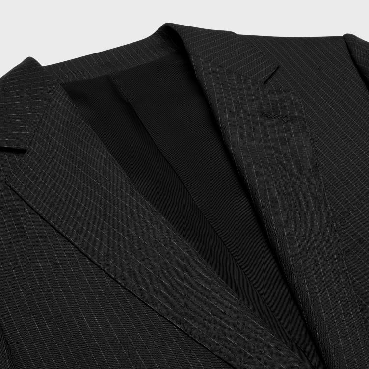 CELINE zwart/gris klassiek jasje van gestreept flanel 4TLH81875