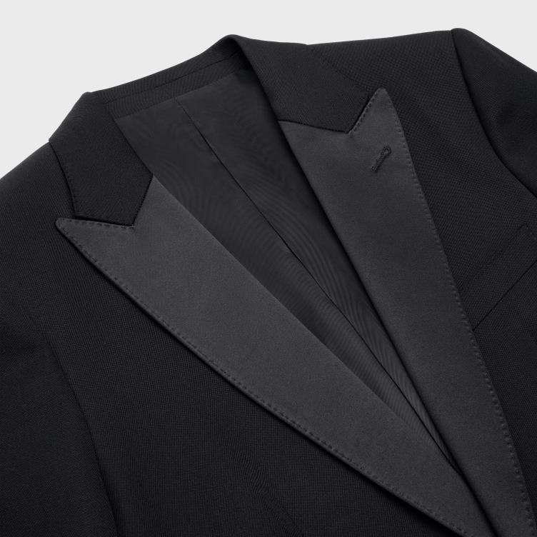 CELINE zwart klassiek smokingjasje in grain de poudre 4TLH81881