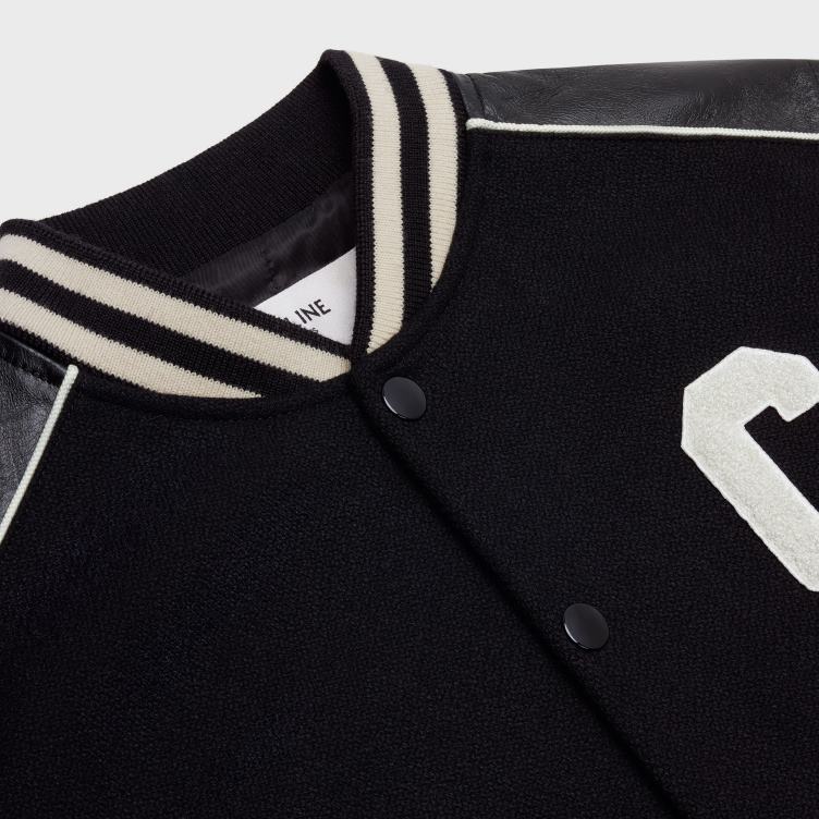 CELINE zwart klassiek teddyjack van getextureerde wol 4TLH81838