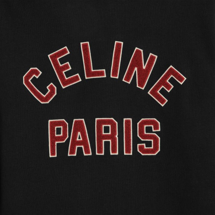 CELINE zwart/rode druif/gebroken wit teddy collegejack van katoenfleece 4TLH81776