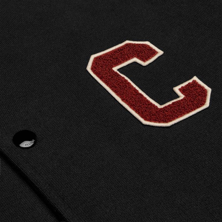 CELINE zwart/rode druif/gebroken wit teddy collegejack van katoenfleece 4TLH81776