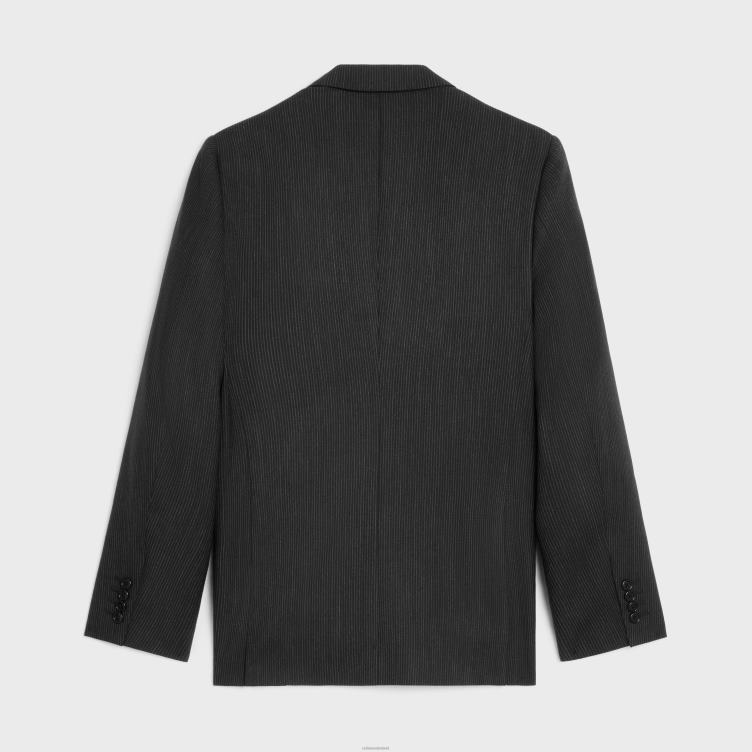 CELINE zwart wit klassiek jasje van gestreepte wol 4TLH81882