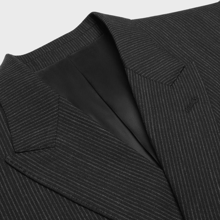 CELINE zwart wit klassiek jasje van gestreepte wol 4TLH81882