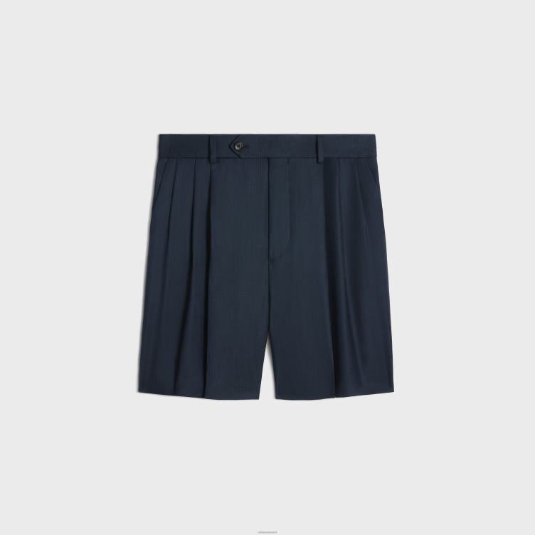 CELINE donker marine short van gestreepte wol 4TLH8589