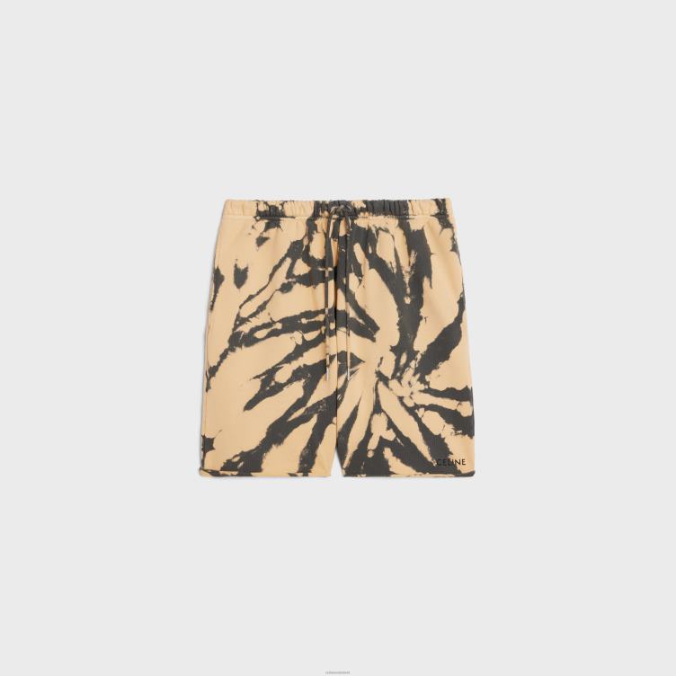 CELINE grijs/beige/zwart Een short van tie-dye katoenfleece 4TLH82026