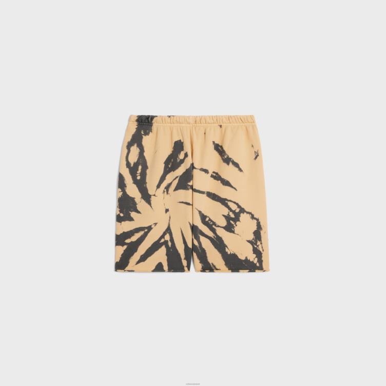 CELINE grijs/beige/zwart Een short van tie-dye katoenfleece 4TLH82026