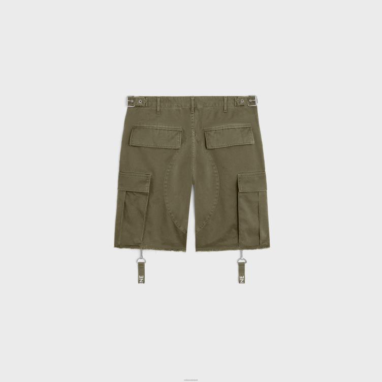 CELINE leger groen short met bandjes van katoen 4TLH82023