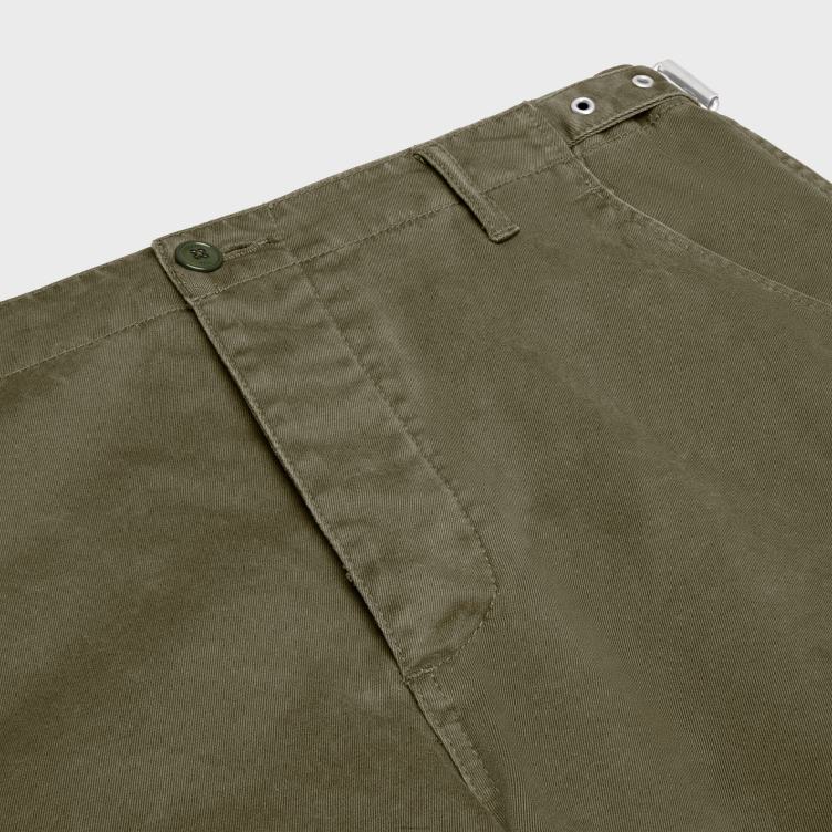 CELINE leger groen short met bandjes van katoen 4TLH82023