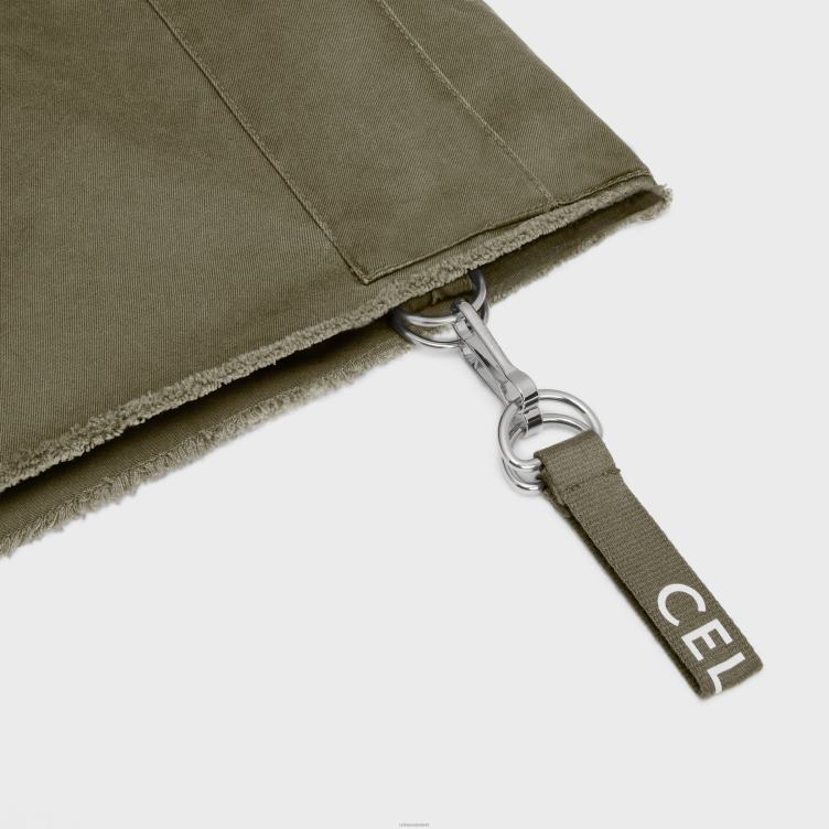 CELINE leger groen short met bandjes van katoen 4TLH82023