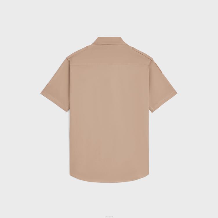 CELINE beige overhemd met klittenband van katoenlinnen 4TLH81924