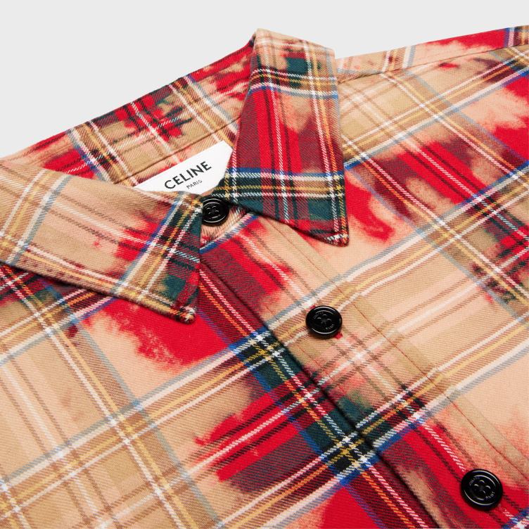 CELINE rode tartan losvallend overhemd van geruit katoen 4TLH81919