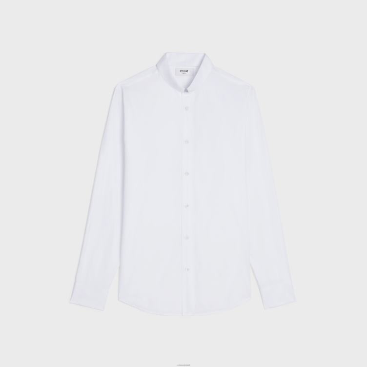 CELINE wit losvallend overhemd met omgekeerde kraag van katoenen popeline 4TLH81911