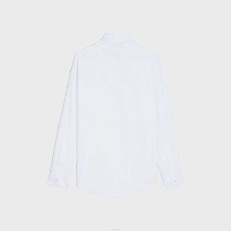 CELINE wit losvallend overhemd met omgekeerde kraag van katoenen popeline 4TLH81911