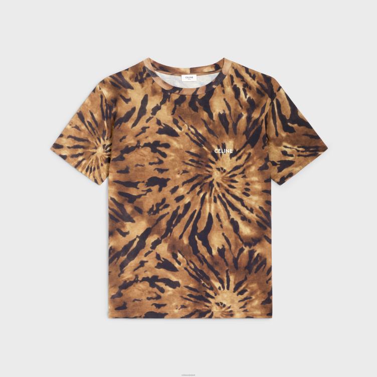 CELINE bruin/zwart/gebroken wit los T-shirt van tie-dye katoen 4TLH81926