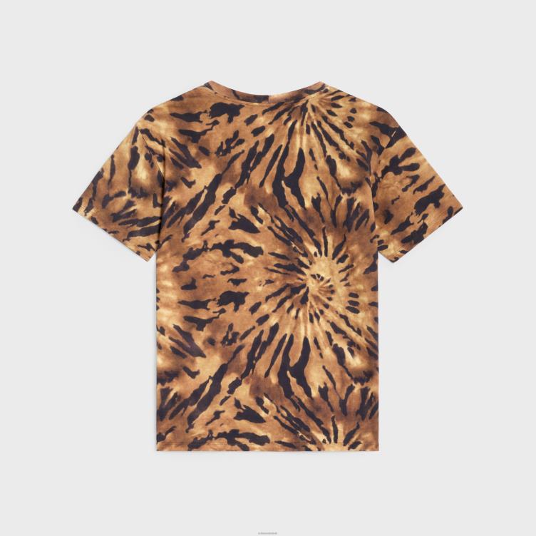 CELINE bruin/zwart/gebroken wit los T-shirt van tie-dye katoen 4TLH81926