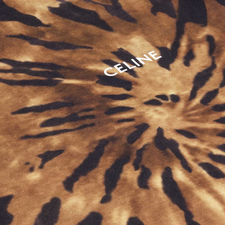 CELINE bruin/zwart/gebroken wit los T-shirt van tie-dye katoen 4TLH81926