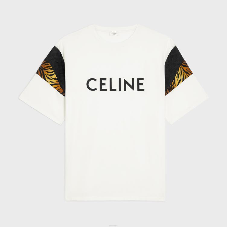 CELINE ecru/zwart Een oversized T-shirt van katoenen jersey 4TLH81929