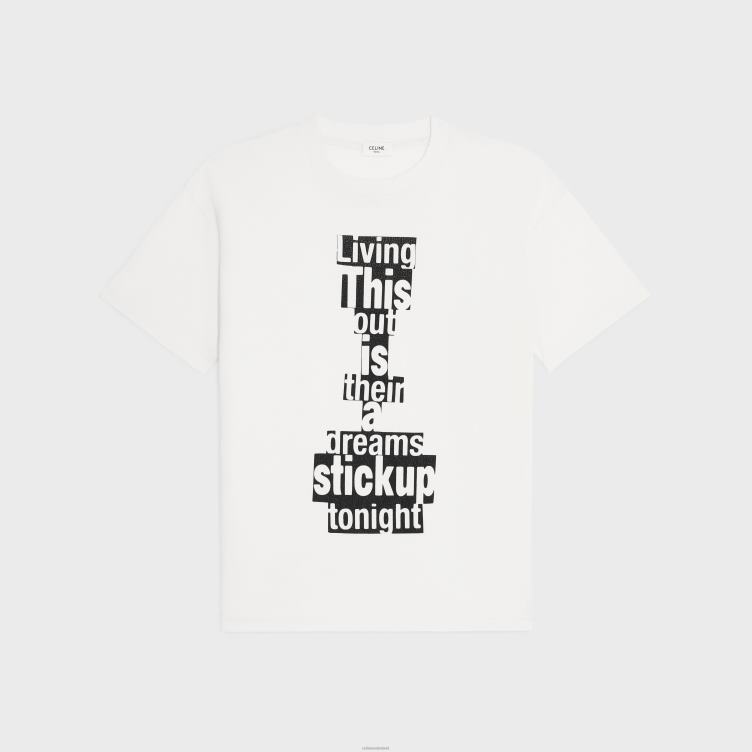 CELINE gebroken wit/zwart Dash Snow los T-shirt van jersey katoen 4TLH81814