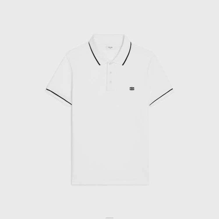 CELINE gebroken wit/zwart klassiek poloshirt van katoenpiqué 4TLH81935