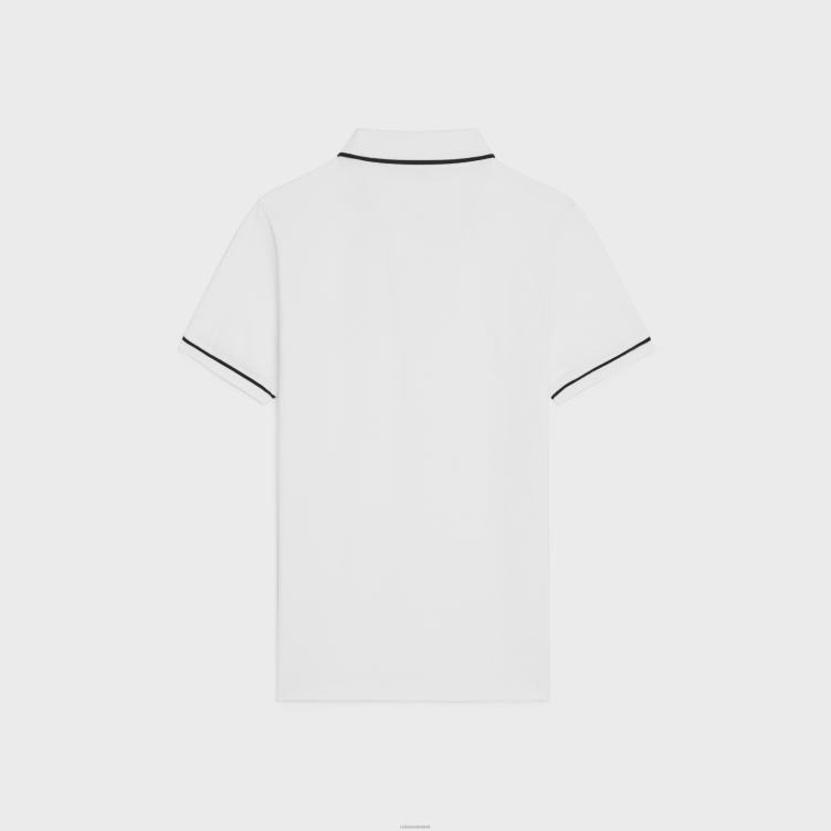CELINE gebroken wit/zwart klassiek poloshirt van katoenpiqué 4TLH81935