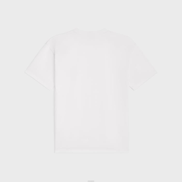 CELINE gebroken wit/zwart triomphe los T-shirt van katoenen jersey 4TLH81821