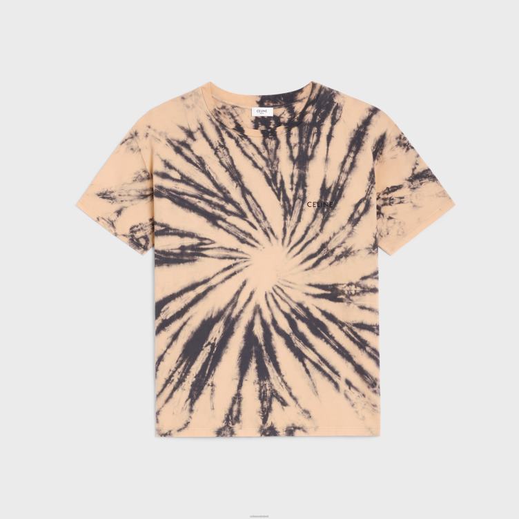 CELINE grijs/beige/zwart los T-shirt van tie-dye katoen 4TLH81927