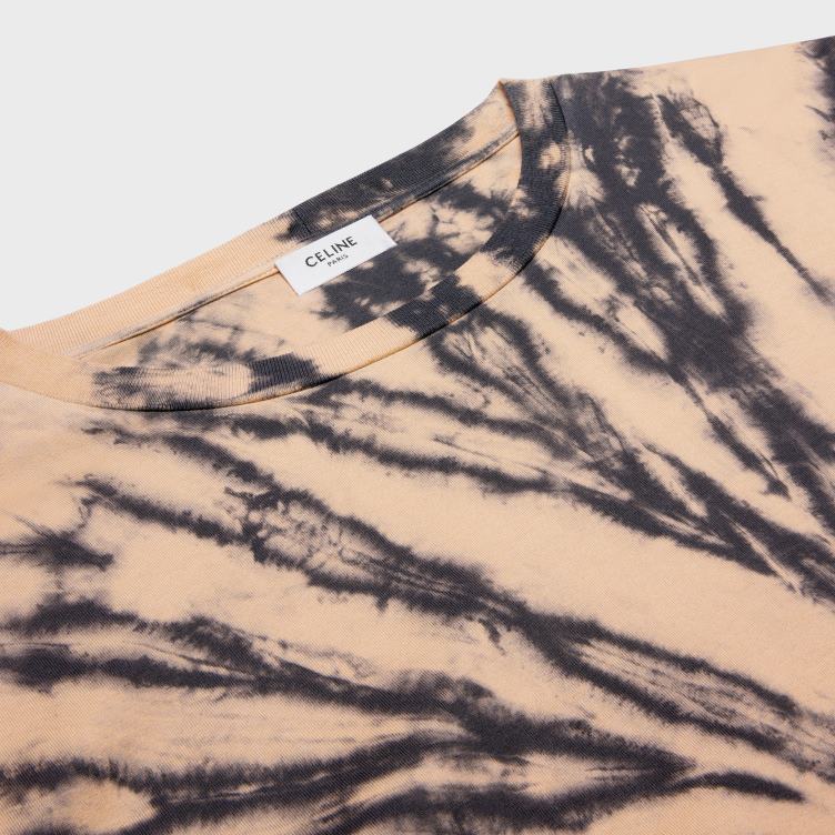 CELINE grijs/beige/zwart los T-shirt van tie-dye katoen 4TLH81927