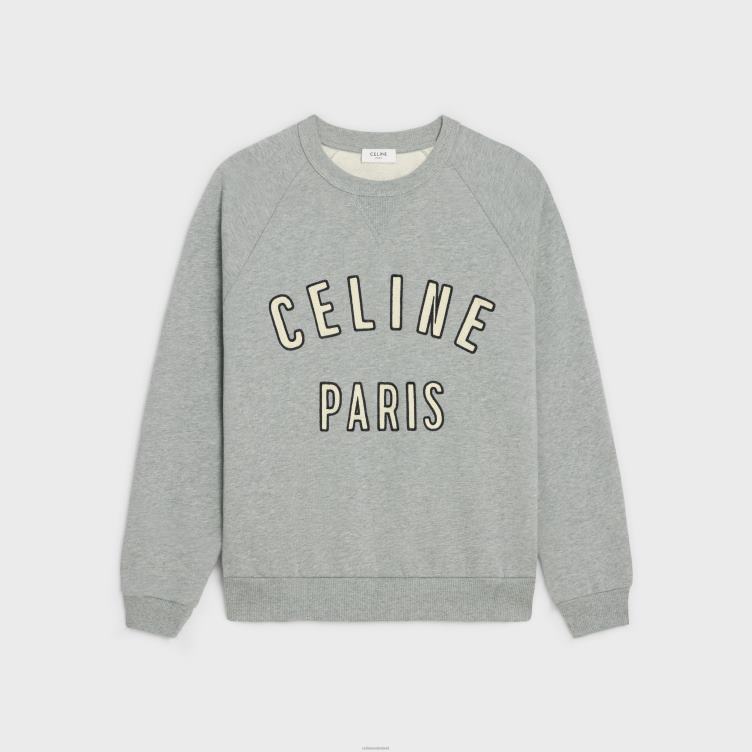CELINE grijs gemêleerd/ecru/zwart paris los sweatshirt van katoenfleece 4TLH81949