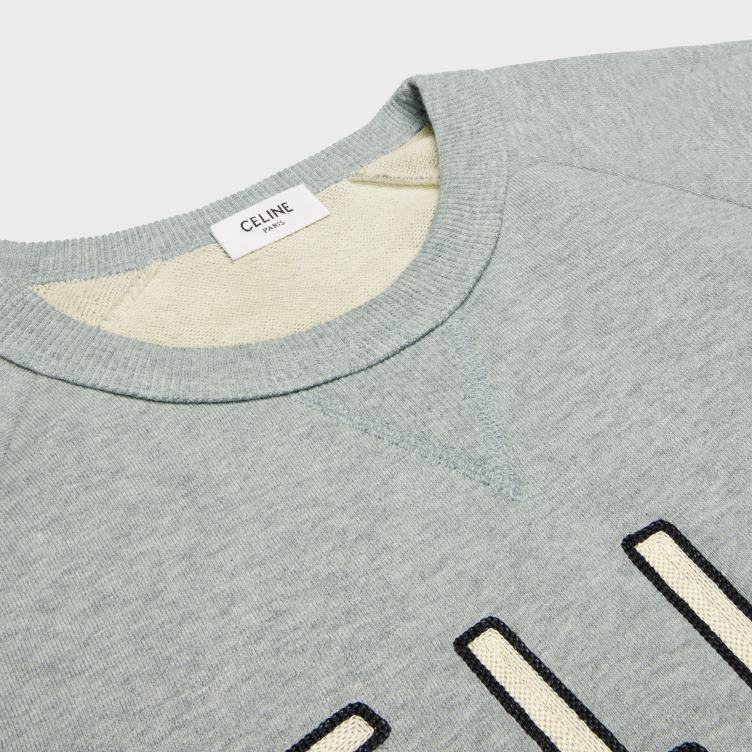 CELINE grijs gemêleerd/ecru/zwart paris los sweatshirt van katoenfleece 4TLH81949