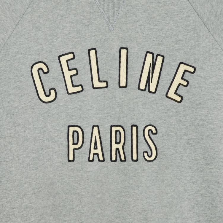 CELINE grijs gemêleerd/ecru/zwart paris los sweatshirt van katoenfleece 4TLH81949