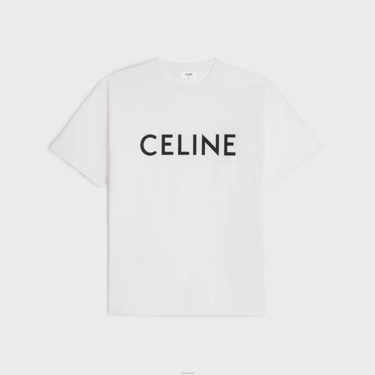 CELINE krijt/zwart Een los T-shirt van katoenen jersey 4TLH81933