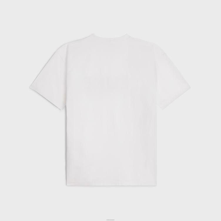 CELINE krijt/zwart Een los T-shirt van katoenen jersey 4TLH81933