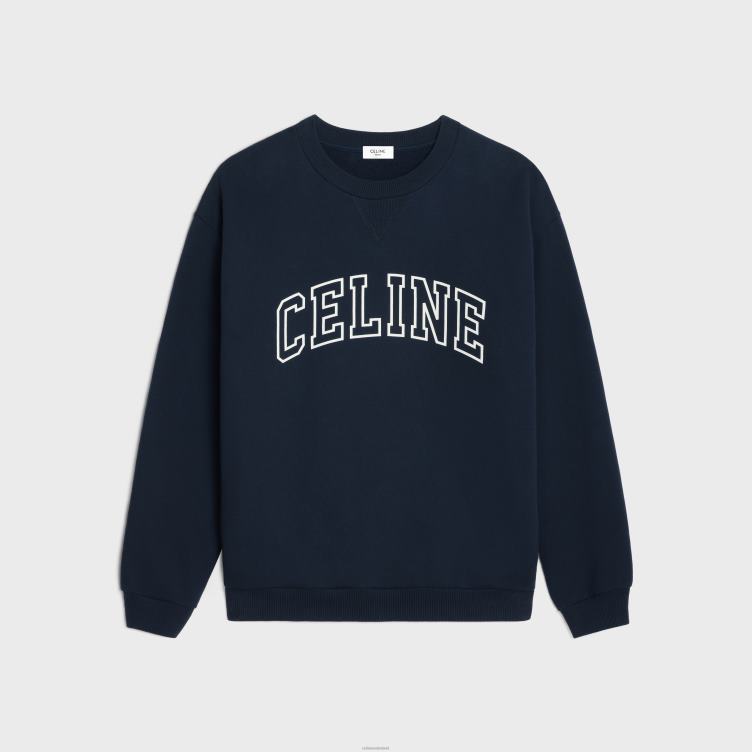 CELINE marineblauw/gebroken wit los sweatshirt van katoenfleece 4TLH81811