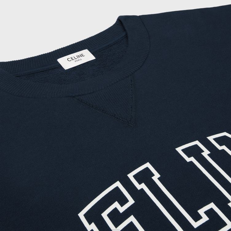 CELINE marineblauw/gebroken wit los sweatshirt van katoenfleece 4TLH81811