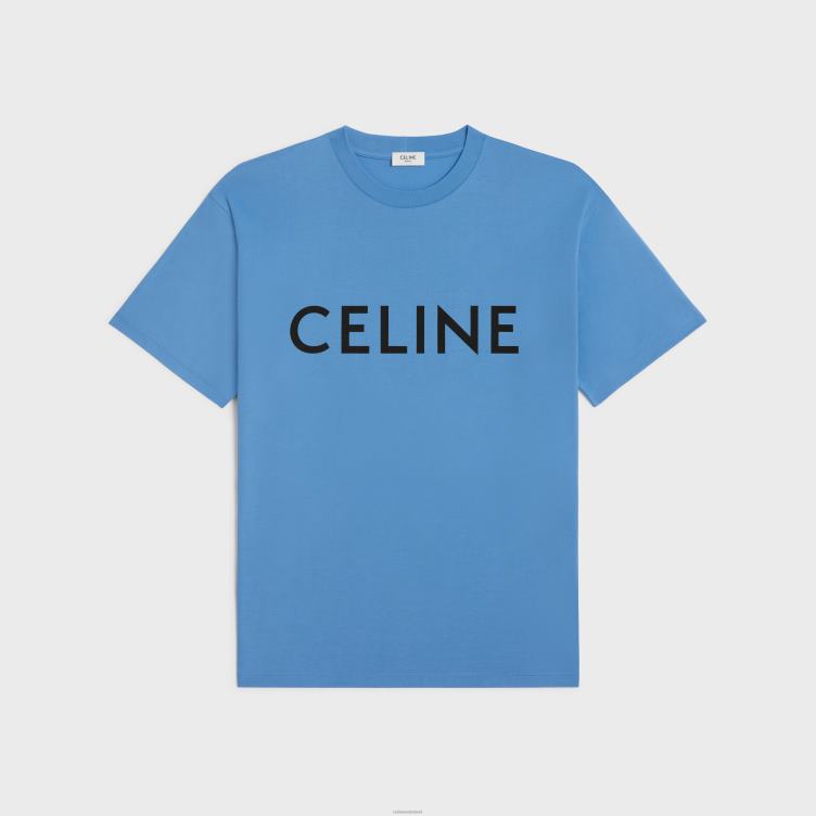 CELINE vuil blauw/zwart Een los T-shirt van katoenen jersey 4TLH81816